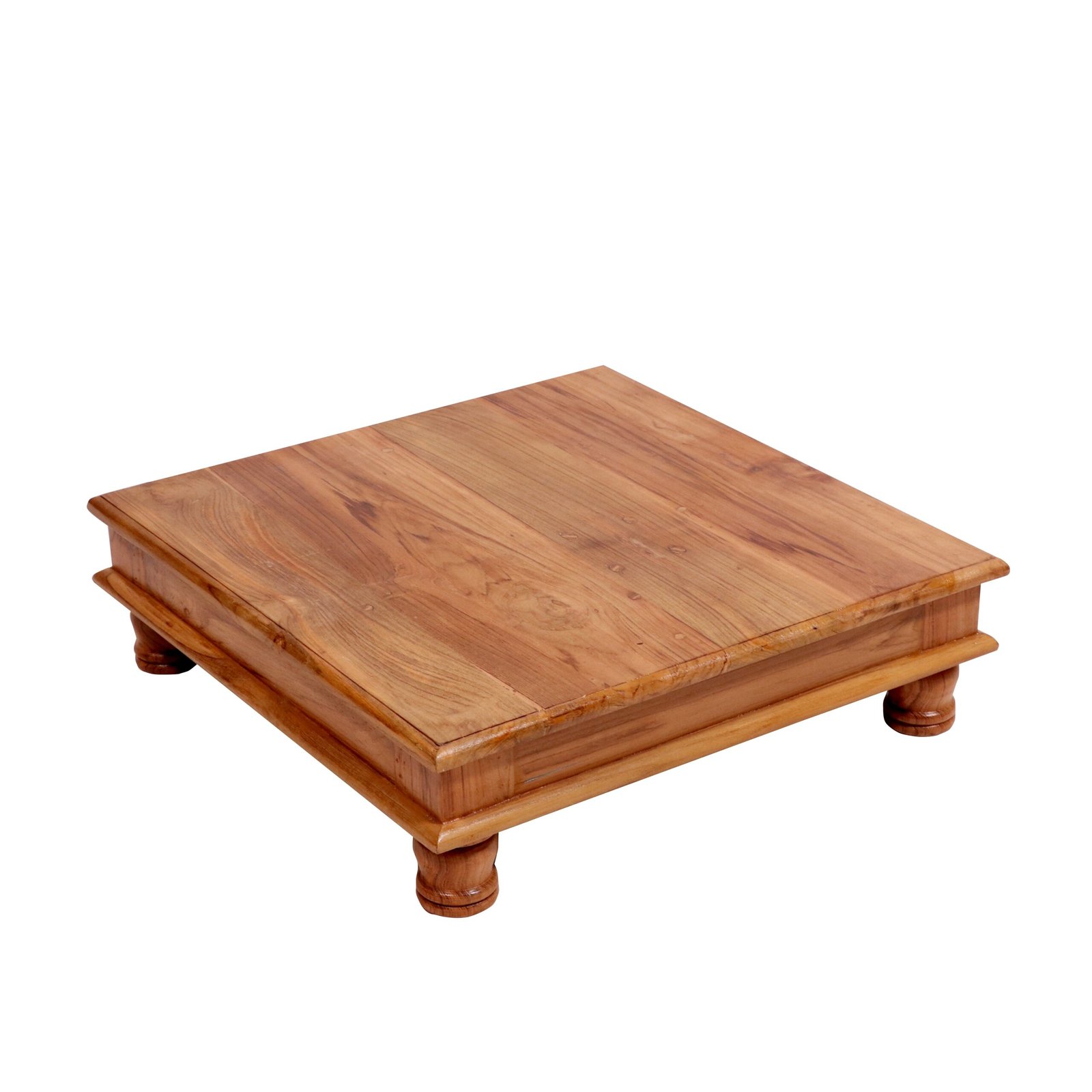 Solid Teak Honey Polish Square Bajot - Srgun Hut Solid Teak Honey Polish Square Bajot