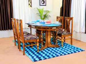 Stylish Oval Teak Wooden Dining Set