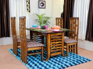 Wave Style Teak Wooden Dining Set